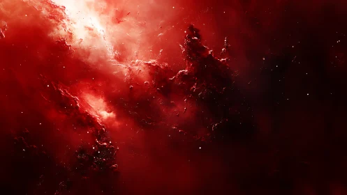 Glowing crimson nebula cradling distant starlit whispers.