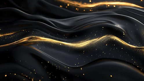 Golden light flows across fluid black waves in motion.