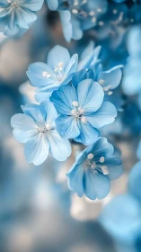 Blue Floral Cluster: Soft-Focus Macro Photography.
