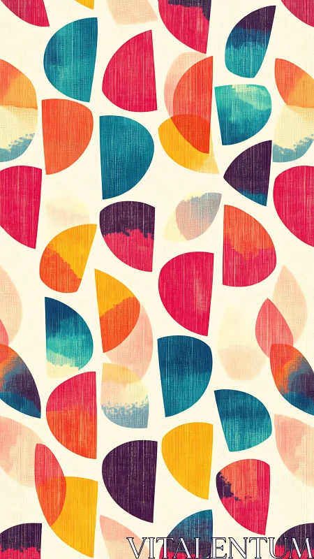 Colorful semi-circle geometric pattern fills a vertical canvas