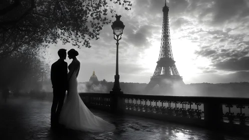 Romantic Parisian Moment with Eiffel Tower