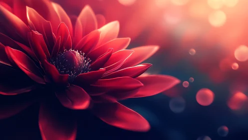 Red Gerbera Daisy with Bokeh Gradient: Macro Depth Rendering Study