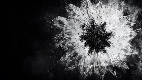 Abstract Black and White Explosion Art in Modern Expressionist Style.