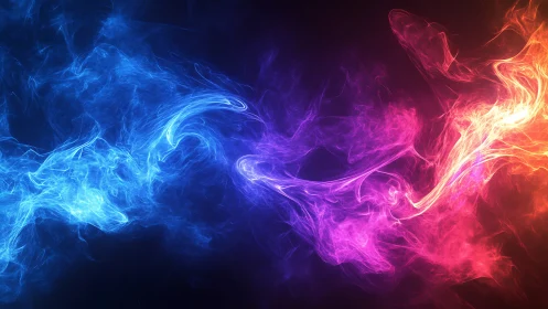 Dancing Light Waves: A Symphony of Blue, Purple, and Flames.