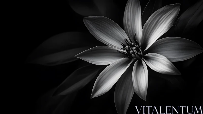 Monochrome Flower Against Black Background