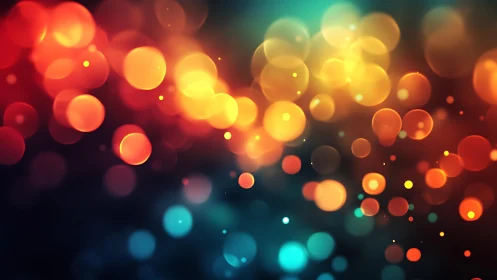 Vibrant bokeh lights in abstract style with warm and cool tones.