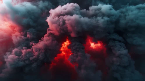 Volumetric ash plumes reveal subsurface lava glow with high contrast