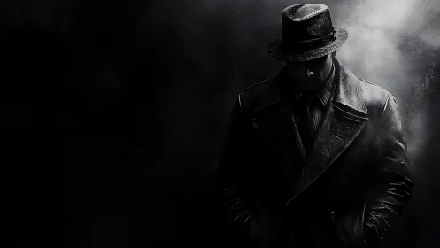 Mysterious detective in shadows invites a moody, noir moment