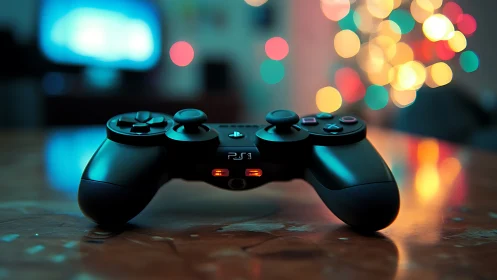 PlayStation 3 Controller Glowing Urban Lights.