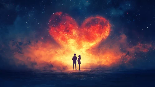 Two Hearts Dancing Through Cosmic Fire.