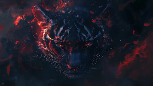 Midnight ember panther prowling through molten shadows.