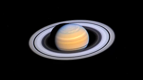 Saturn planetary disk with complete ring system in space.