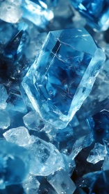Icy blue quartz crystal cluster macro in sharp focus.