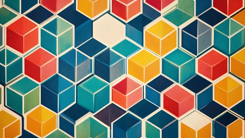 Color-sprung isometric cubes weaving a geometric daydream.