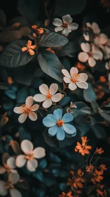 Delicate Blooms Dance in Moody Garden Light