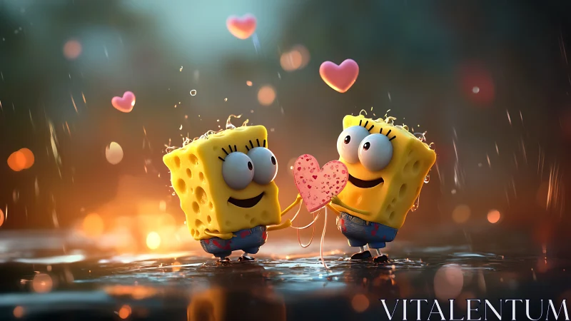 SpongeBob Romantic Heart Gesture: 3D Character Animation.