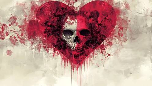 Crimson Mortality: Heart-Shaped Skull Dance.