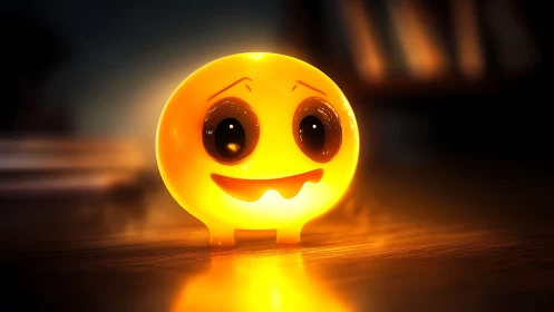 Glowing emoji night light radiates cozy playful warmth