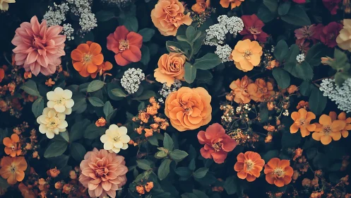 Lush Garden Symphony: Vibrant Florals in Moody Bloom.