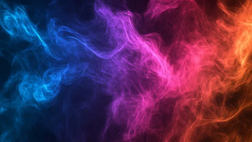 Colorful vapor plumes form intersecting gradients across frame