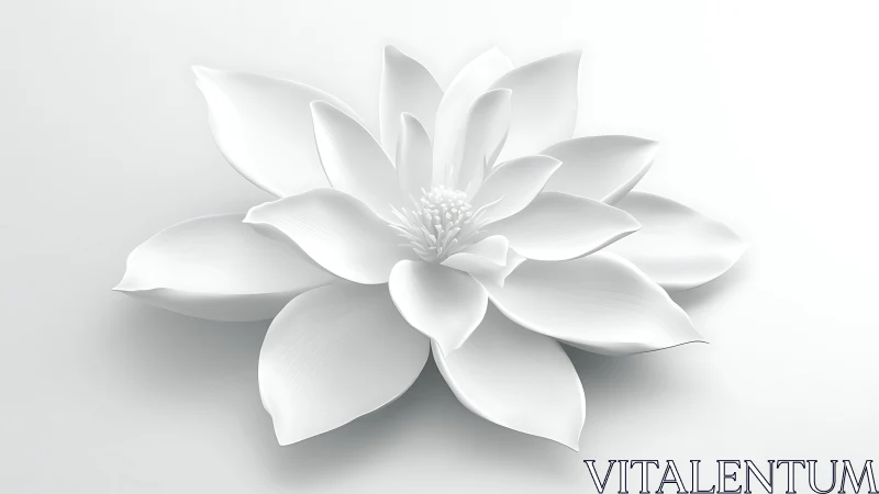 Monochromatic Sculptural Lotus Bloom: Multi-Petal Flower Form with Textured Center