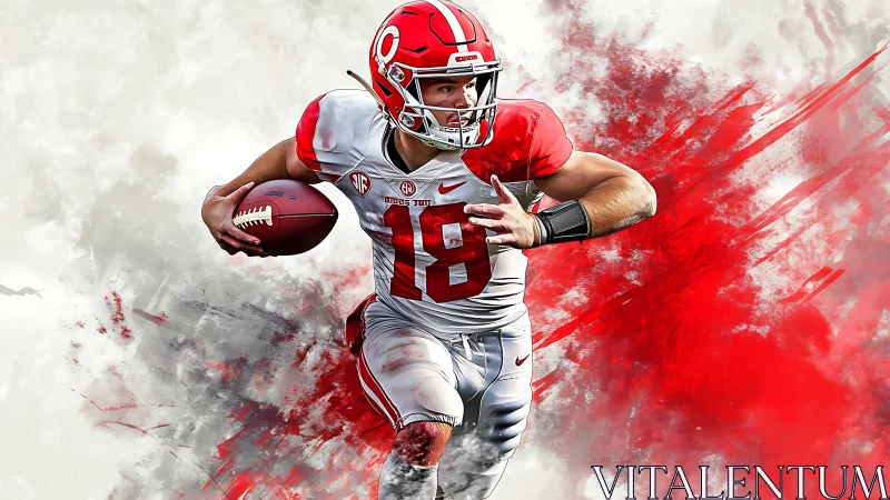 Digital rendering of American football player in motion.