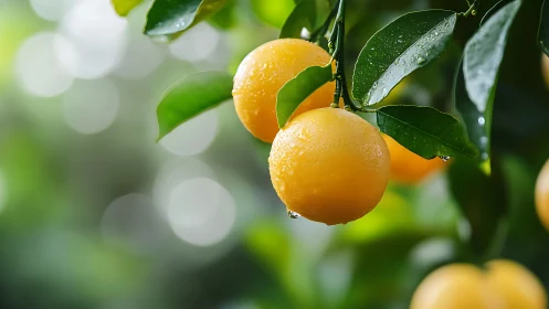 Citrus fruit macro with dew droplets, shallow depth and bokeh field