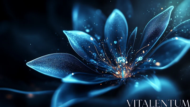 Digital painting of luminescent glass blossom in macro focus.