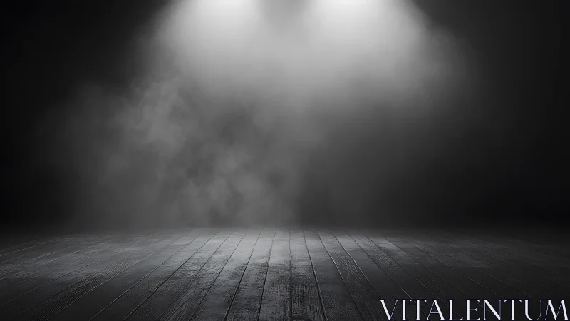 Spotlit wooden floor under diffused overhead stage lighting