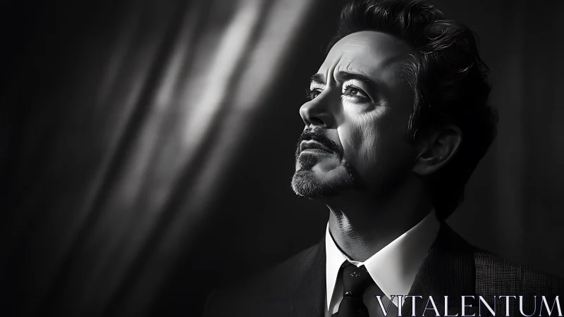 Monochrome male portrait uses directional studio lighting