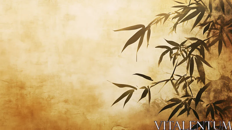 Whispering bamboo shadows on a golden parchment sky.