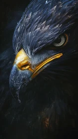 Storm-eyed raptor locked in midnight hunter focus.