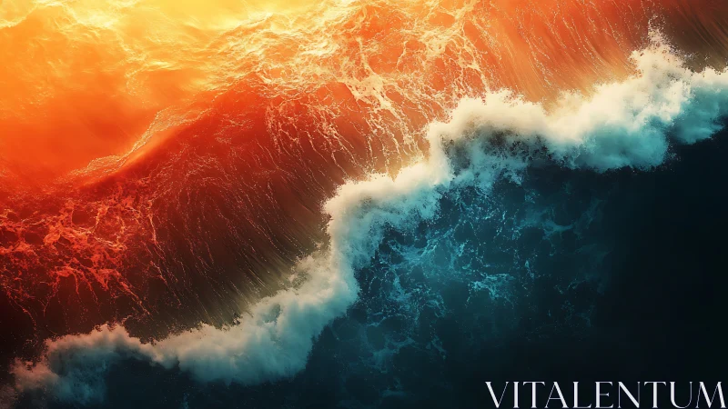 Blazing tide collides with sapphire sea in elemental clash.