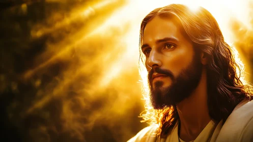 Gentle robed figure bathed in soft, golden morning light.