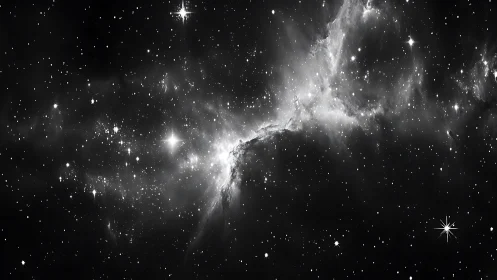 Monochrome emission nebula with dense starfield continuum