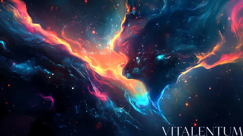 Glowing cosmic currents swirling through a dreamy night sky.