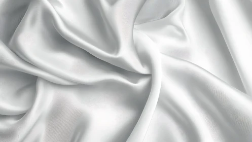 Flowing White Silk Fabric with Dynamic Folds and Luminous Texture