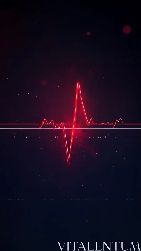 Neon red heartbeat waveform on dark cosmic backdrop.
