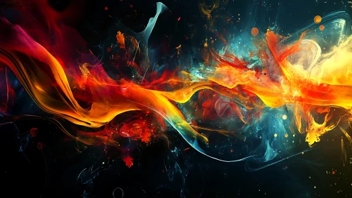 Solar rivers collide in neon night, painting restless galaxies.