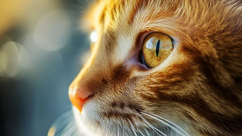 Golden-Eyed Feline Gazes Into Light-Bathed Stillness