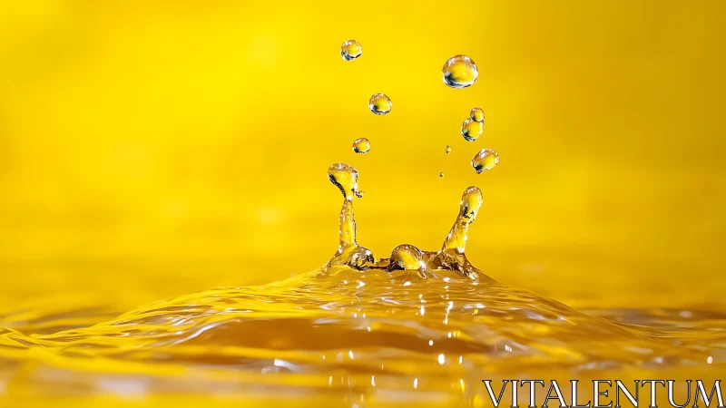 High-speed capture of yellow-tinted liquid surface splash.