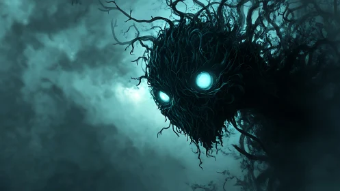 Bioluminescent void-entity composed of arboreal tendrils.