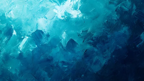 Abstract Blue Brushstroke Painting with Textured Impressionist Style.