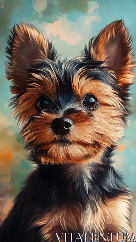 High-detail digital portrait of a small terrier with stylized fur rendering