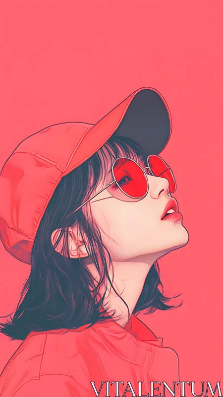 Sunlit daydream in red shades and a softly bold gaze.