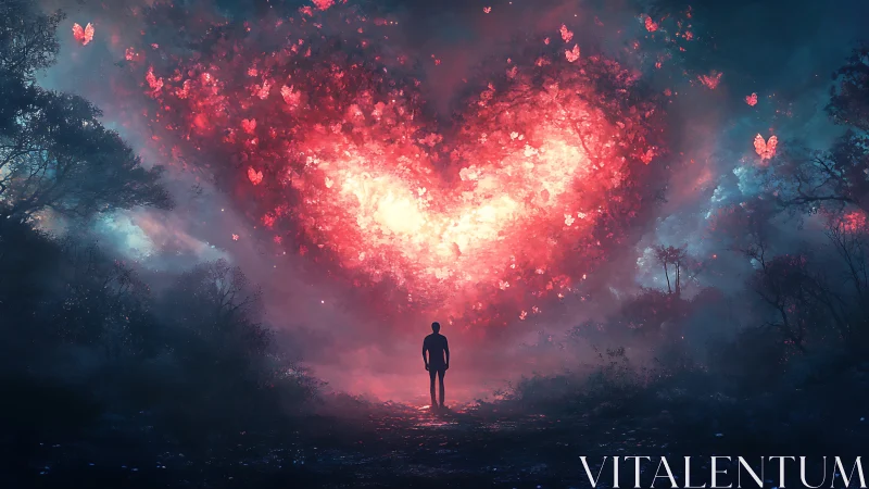 Silhouetted Figure Observing Radiant Celestial Event