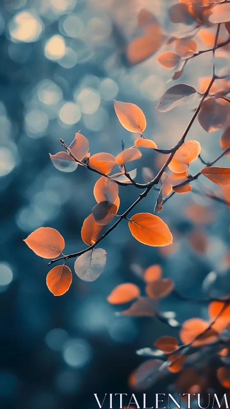 Copper leaves drifting through a sleepy teal bokeh dream.