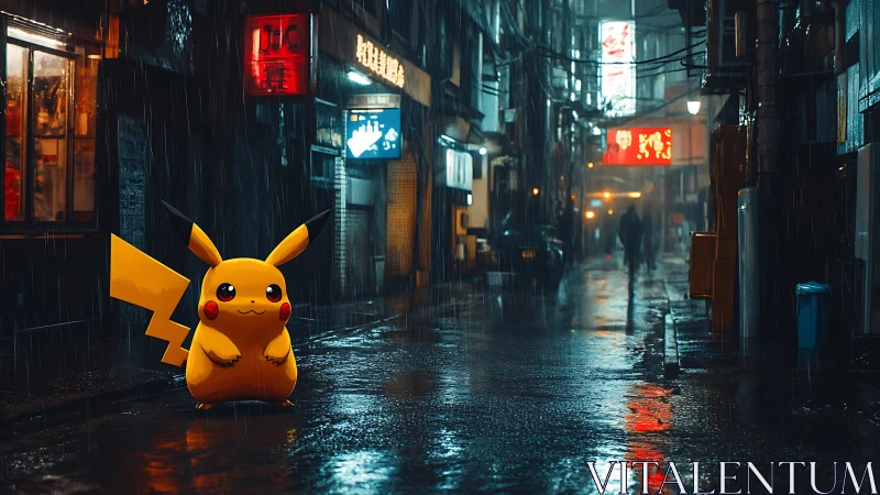 Bright yellow friend brings cozy magic to a rainy alley