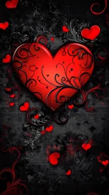 Red Heart in Black Ornamental Garden