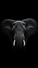 Majestic elephant portrait emerges from deep black void